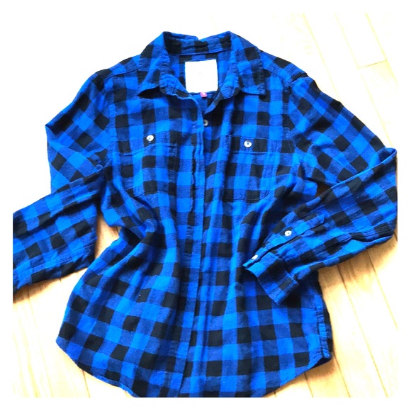 Tops - Royal blue and black flannel